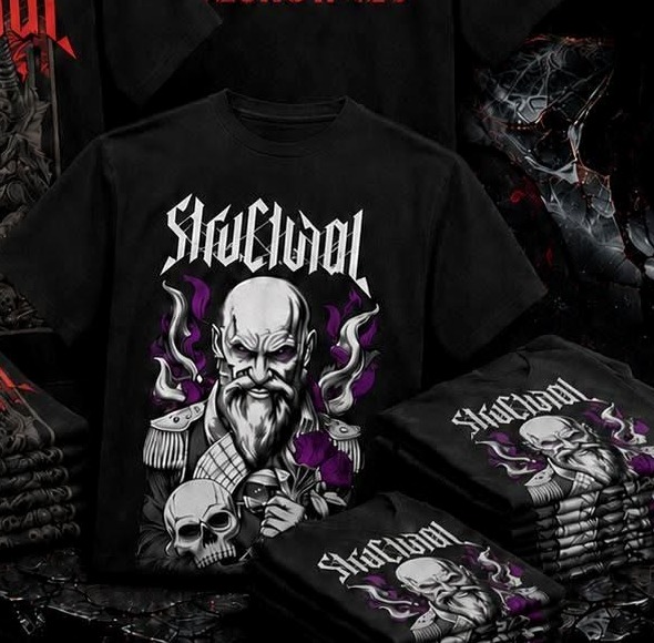 Structural purple graphic shirt